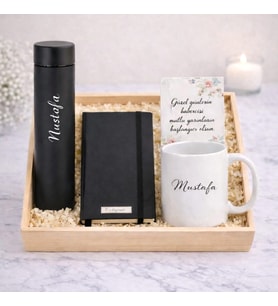 İsme Özel Dereceli Termos & Defter & Kupa Bardak Premium Hediye Seti