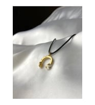 Siyah İpli Kulaklık - Gold Kaplama Müzik Kolyesi (Gümüş)
