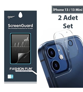 GOR İPhone 13 /13 Mini Best Full Tempered Cam Kamera Koruyucu 2Adet Set-(5775) - HPSBYI1342-1041