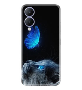 Vivo Y17S Kılıf Resimli Desenli Silikon Platinium Series Butterfly Cat 1891