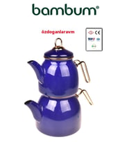 Bambum Emaye Lacivert Çaydanlık Takımı