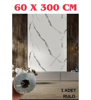 60cm x 3 Metre Tek Parça Yapışkanlı Rulo Mermer Desenli Duvar Paneli Kağıdı Silinebilir CF-1003-KYRA (Beyaz)