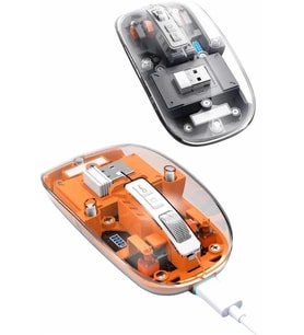 Mouse Fare Kablosuz Mouse Fare Şarjlı Bluetooth Sessiz 5 Tuşlu Şeffaf