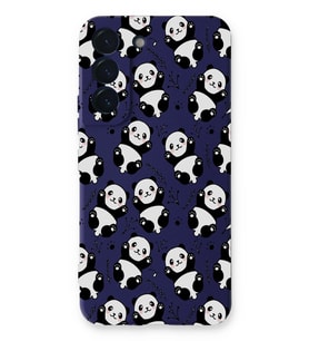 Samsung Galaxy S22 Plus Uyumlu Lansman Kılıf Panda Tasarımlı İçi Kadife Kapak-Mor (Şeffaf)