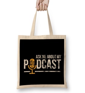 Vintage Ask Me About My Podcast Distressed Bez Çanta Uzun Saplı