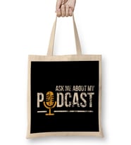 Vintage Ask Me About My Podcast Distressed Bez Çanta Uzun Saplı