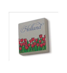 Hollanda Lale Görseli Baskılı Taş Magnet 5X5