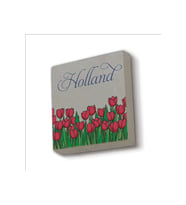 Hollanda Lale Görseli Baskılı Taş Magnet 5X5