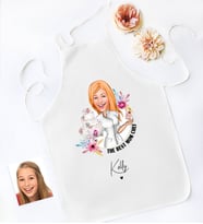 BK Gift Kişiye Özel Karikatürlü Anneler Günü Tasarımlı Beyaz Mutfak Önlüğü, Aşçı Önlüğü, Şef Önlüğü, Anneye Hediye-4