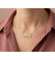 Kişiye Özel 925 Ayar Gümüş Tasarım Satranç Temalı İsim Kolye (Gold)