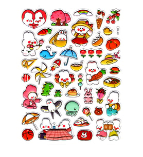 Sticker Kabartmalı Stiker Defter Planlayıcı Etiket (Ldd023)-24x19cm - Neşeli Tavşanlar