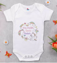 BK Kids İsimli Hoş Geldin Bebek Tasarımlı Beyaz Bebek Body Zıbın-3