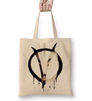Symbol V With Mask V For Vendetta Bez Çanta Uzun Saplı