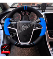 Opel insignia A Dikme Direksiyon Kılıfı Delikli Deri Parlak Siyah Mavi Detay Çift Yüzük ve Dikiş 2008-2013