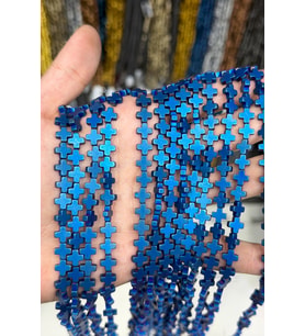 Hematit Taşı Artı Kesim Mat Mavi 8x8mm Doğal Taş Dizi