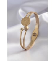316L Çelik Gold Renk Zirkon Taş Detay Kadın Kelepçe TJ-BB5152