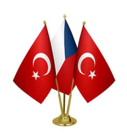 Masa Üstü Çek Cumhuriyeti Bayrağı Türk Bayrağı Üçlü Pirinç Direk Masa Bayrak Seti
