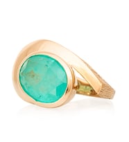 Gümüşcüm Paraiba Tourmaline Altın Kaplama Taşlı Otantik Oval Kadın Gümüş Yüzük