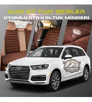 Auqi Q7 Tüm Seriler Kahverengi Renk Tay Tüyü Cepli & Terletmez Sırtlı Oto Koltuk Minder Seti - Koltuk Koruma Kılıfı (ÖN & ARKA TAM SET)