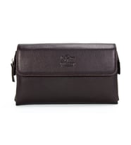 KANGAROO KINGDOM Hakiki Deri Koyu Kahverengi Erkek Portföy & Clutch El Çantası 9985-K (Kahverengi)