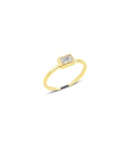 Gümüş altın yaldızlı Baget taşlı ayarlamalı yüzük SGTL11886GOLD (Rose)