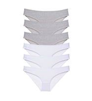 Giyim 6 Adet Süper Eko Set Likralı Kadın Slip Külot Gri Beyaz