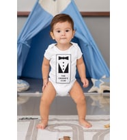 Erkek Bebek Beyaz The Groom's Clup Desenli Kısa Kol Body