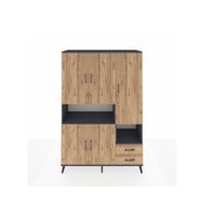 Hyperion Gardrop 10 Raflı 2 Çekmeceli 5 Kapaklı 132x44x195 Antrasit-Çam