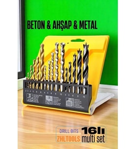 Matkap Ucu Seti- Beton Metal Ahşap Matkap Ucu Drill Bits Set 16 lı SET