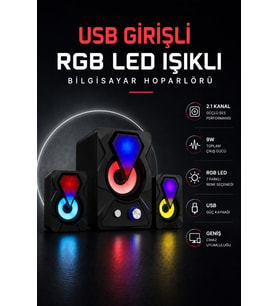 RGB LED AYDINLATMALI USB BİLGİSAYAR OYUN HOPARLÖRÜ