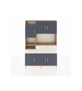 Arges Dolap 9 Raflı 3 Çekmeceli 6 Kapaklı 132x30x195 Çam-Antrasit/Aytaşı