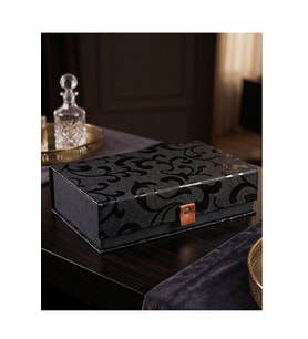 Premium Manyetik Kapaklı Lüks Hediye ve Saklama Kutusu – Siyah Desenli Organizer Box