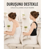 Dik Duruş ve Postür Korsesi Ayarlanabilir Çapraz Lastikli Sırt Bel Desteği