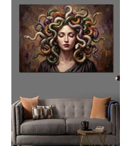 Medusa Yılan Saçlı Kadın Portresi Dekoratif Kanvas - Mdf Ahşap Tablo