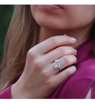Floral Vine Halo Baget Kesim Sky Diamond Gümüş Yüzük