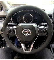 DİKİŞLİ DİREKSİYON KILIFI SİYAH DERİ GRİ DİKİŞLİ TOYOTA COROLLA YENİ DİREKSİYON İÇİN