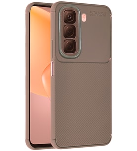 İnfinix Hot 50 4G Kılıf Karbon Silikon Case Kapak (KAHVE)