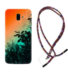 Samsung J6 Plus J7 Prime J7 Pro M20 Kılıf Boyun Asklı Rasta Silikon Güzel Çiçekler 1712