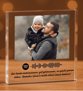 BK Gift Kişiye Özel Fotoğraflı ve Spotify Barkodlu Akrilik Masa Çerçevesi-1  Sevgiliye Hediye, Doğum Günü Hediyesi, Babalar Günü Hediyesi