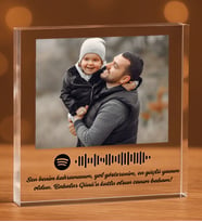BK Gift Kişiye Özel Fotoğraflı ve Spotify Barkodlu Akrilik Masa Çerçevesi-1  Sevgiliye Hediye, Doğum Günü Hediyesi, Babalar Günü Hediyesi