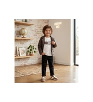 Erkek Çocuk Dreaming Baskılı Kapitone Montlu Kot Pantolonlu 3lü Takım 5-8 Yaş - SİYAH / 5 YAŞ
