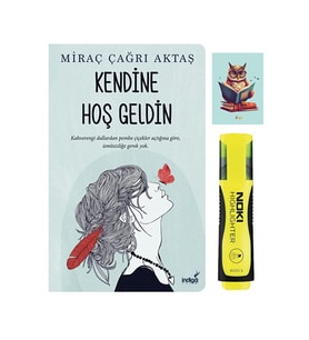 Kendine Hoş Geldin - Miraç Çağrı Aktaş - Indigo Kitap - Sarı Fosforlu Kalem - not defterli seti