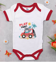 BK Kids Play Time Tasarımlı Kırmızı Bebek Body Zıbın-1