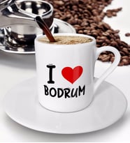BK Gift I Love Bodrum Tasarımlı Türk Kahvesi Fincanı - Model 1