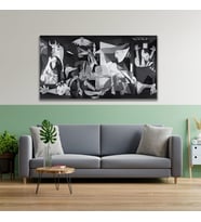 Panoramik Kanvas Duvar Tablosu Pablo Picasso Siyah Beyaz Guernica