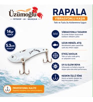 ÜZÜMOĞLU Lion Fishing 14 gr 5.3 cm Beyaz Simli Vibrasyonlu Kaşık (VIB) Rapala – Tatlı ve Tuzlu Su – Levrek, Turna, Alabalık Olta