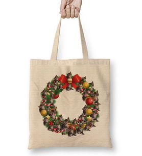 Kittens Multiface Christmas Wreath Bez Çanta Uzun Saplı