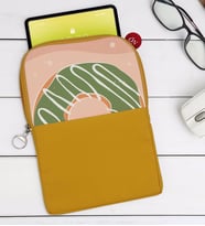 BK Gift Donut Tasarımlı Taşınabilir Koruyucu Tablet Kılıfı & Organizer Çanta - Sarı-1
