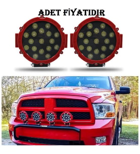 Off Road Uyumlu Sis Lambası 17 Ledli 51 At Kırmızı Çerçeve 12-48V