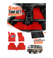 e-biz MİTSUBİSHİ-L-300 (1997-2010) Uyumlu EVA Oto Paspas Metal Topukluklu Havuzlu 5 Parça Kırmızı